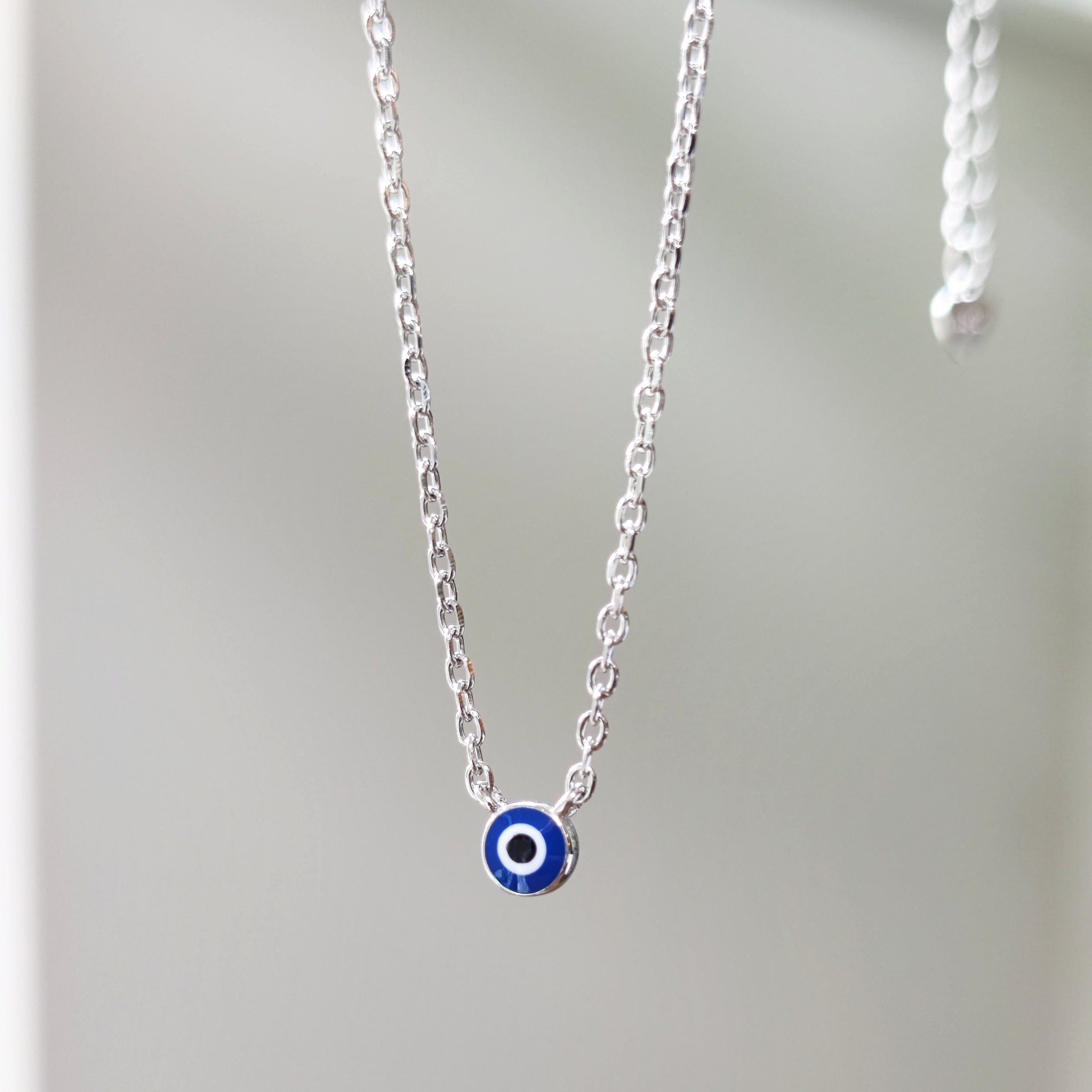 Sterling Silver Dainty Evil Eye Necklace – ivvy - Main Image