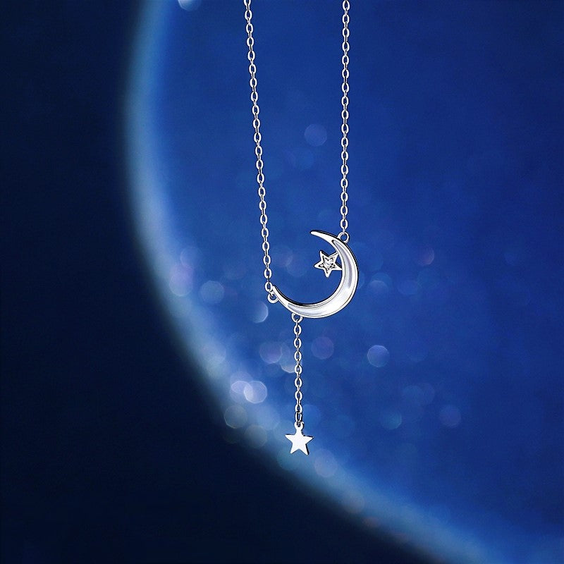 Sterling Silver Moon Dangling Star Necklace – ivvy