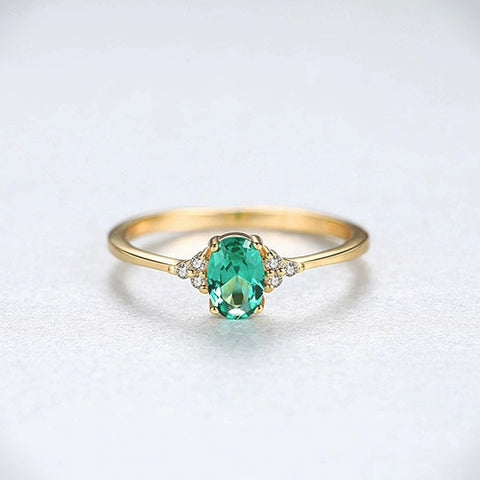 Sterling Silver Green Crystal Ring
