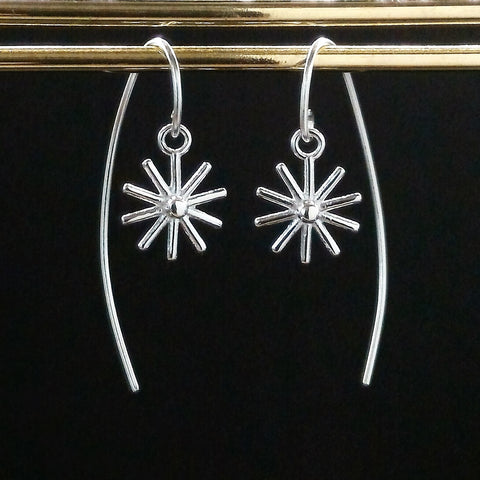 Sterling Silver Sunny Flower Hook Earrings