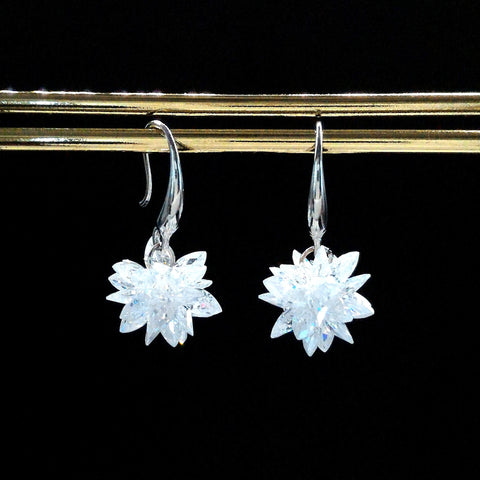 Sterling Silver Crystal Cluster Drop Earrings