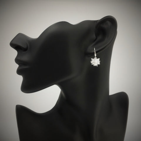 Sterling Silver Crystal Cluster Drop Earrings
